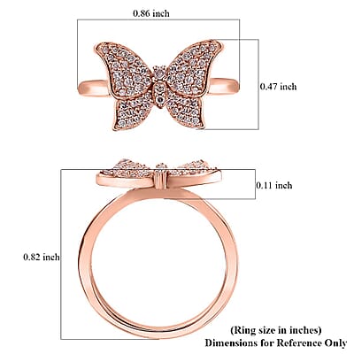 Natural Pink Diamond I3 0.33 ctw Butterfly Ring in 18K Vermeil Rose Gold Over Sterling Silver (Size 10.0)