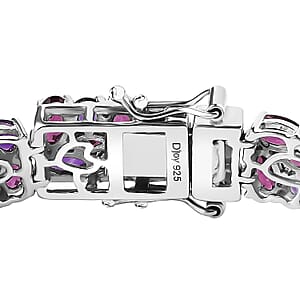 Orissa Rhodolite Garnet and Amethyst Floral Garland Bracelet in Rhodium Over Sterling Silver (6.50 In) 20.50 ctw