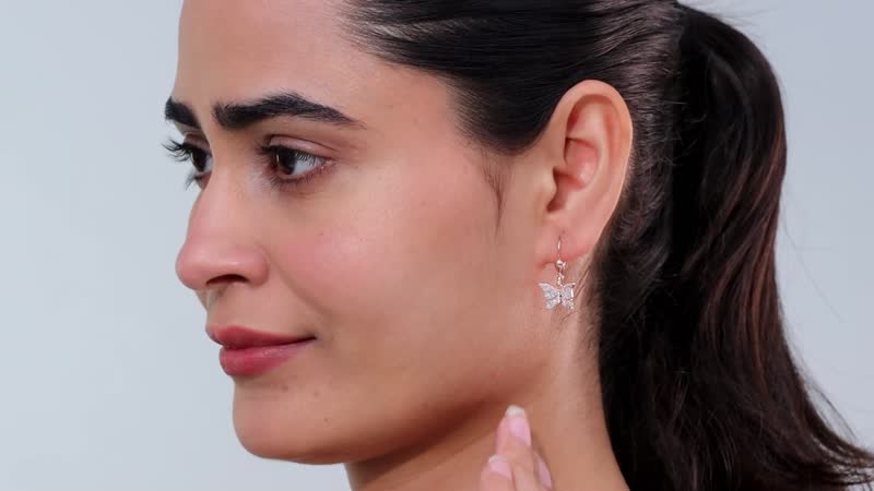 Natural Pink Diamond I3 0.50 ctw Butterfly Earrings in 18K Vermeil Rose Gold Over Sterling Silver