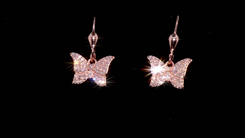 Natural Pink Diamond I3 0.50 ctw Butterfly Earrings in 18K Vermeil Rose Gold Over Sterling Silver