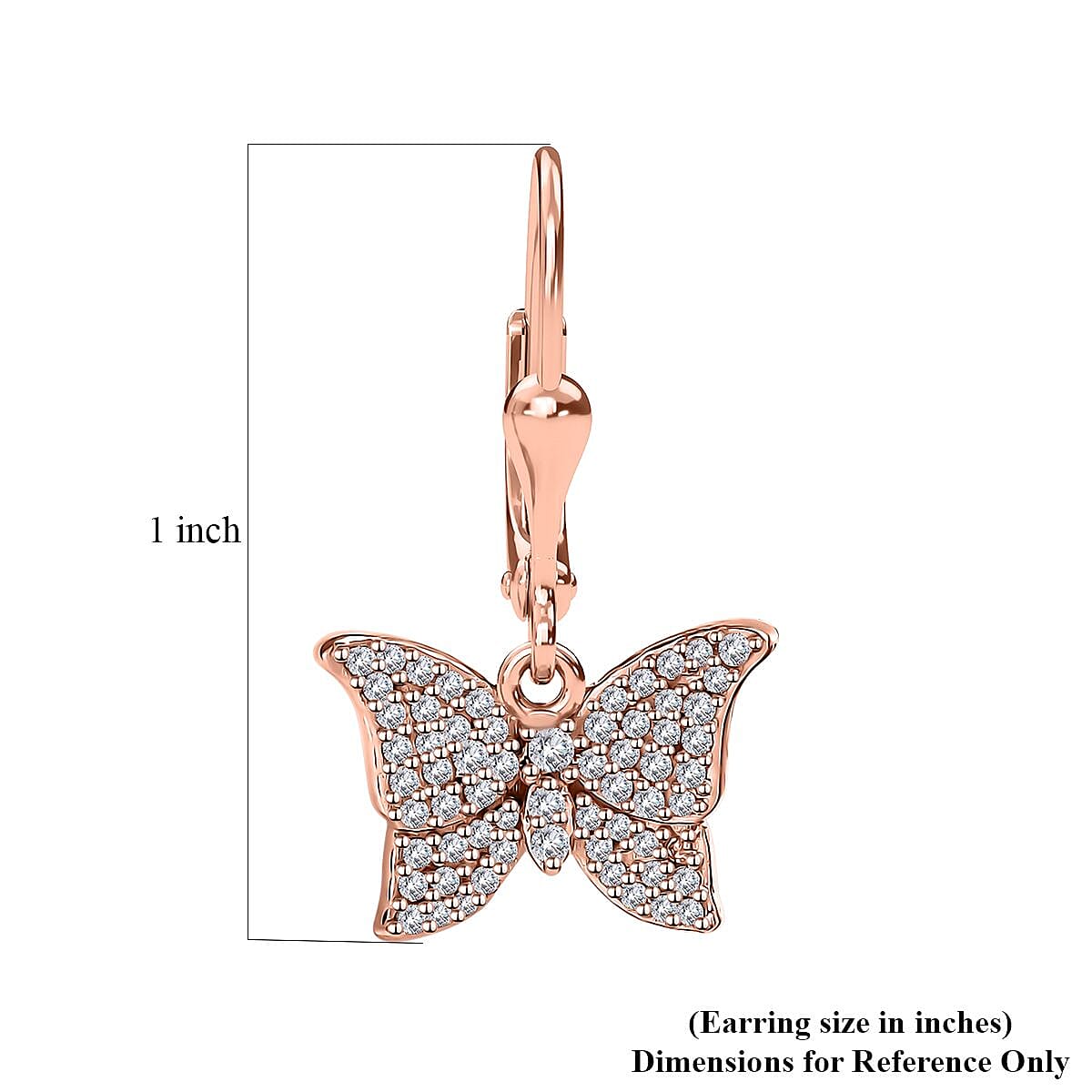 Natural Pink Diamond I3 0.50 ctw Butterfly Earrings in 18K Vermeil Rose Gold Over Sterling Silver