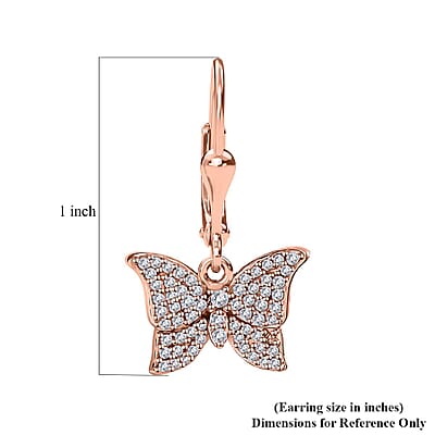 Natural Pink Diamond I3 0.50 ctw Butterfly Earrings in 18K Vermeil Rose Gold Over Sterling Silver