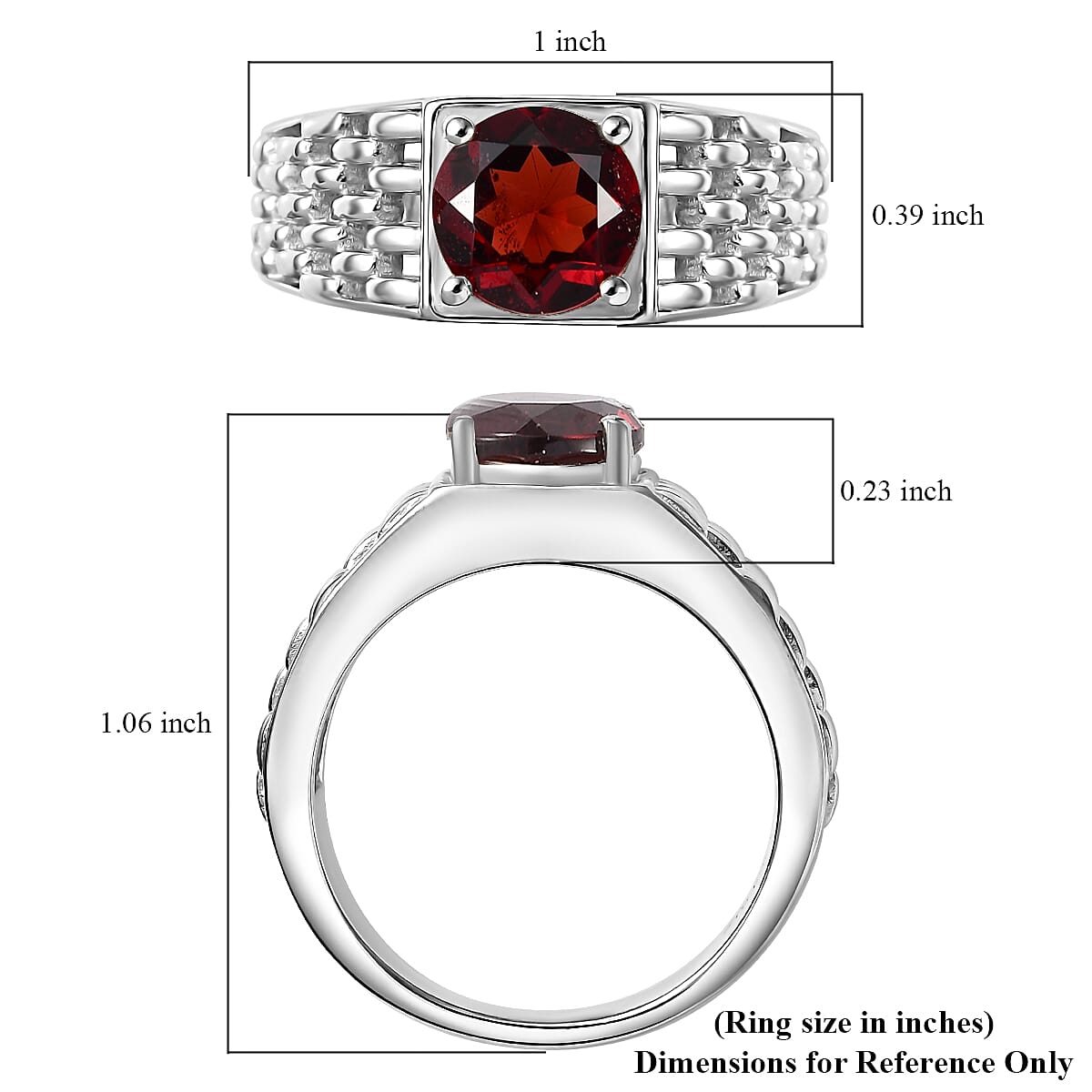 Karis Mozambique Garnet 2.25 ctw Solitaire Ring in Platinum Bond (Size 10.0)