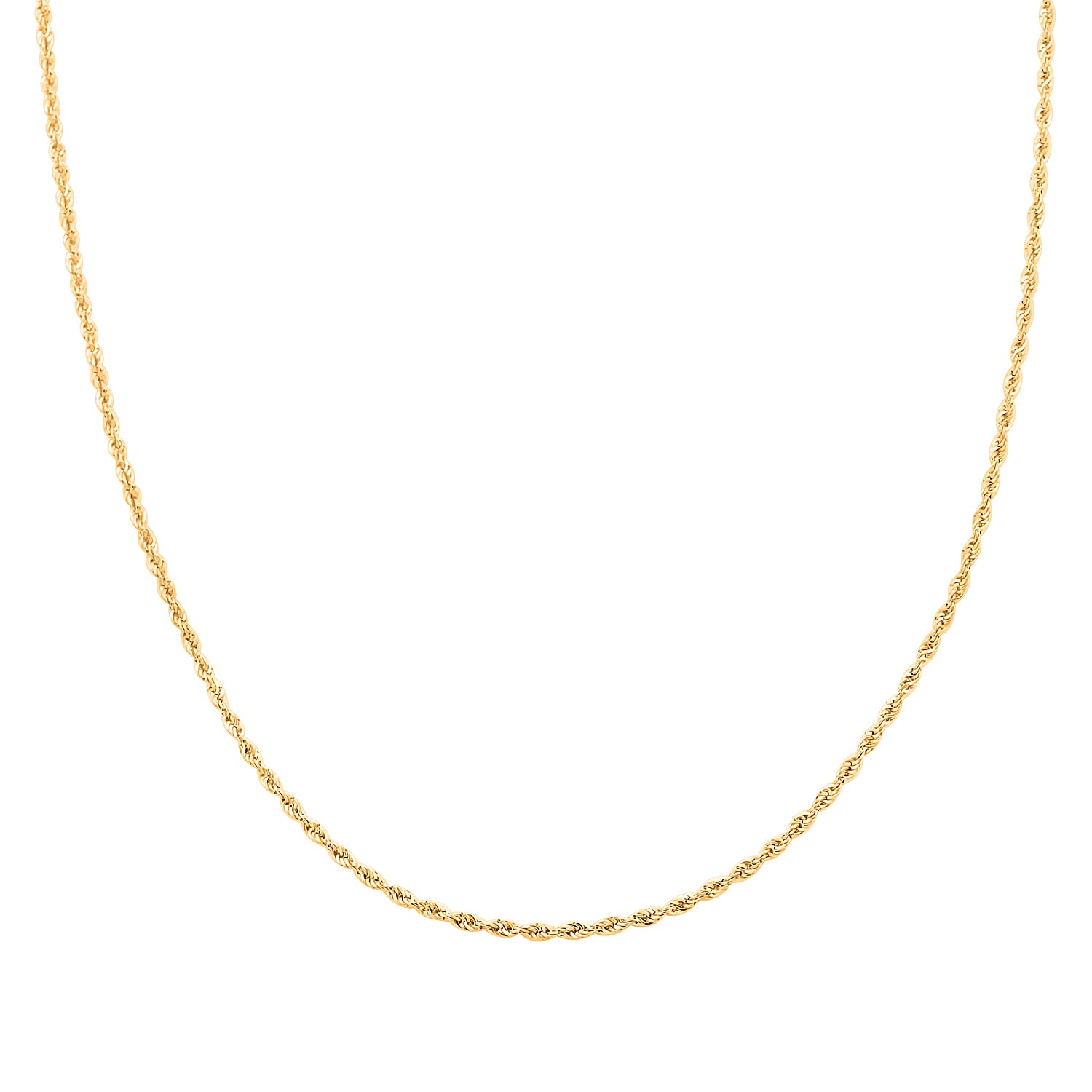 18K Yellow Gold 1.5mm Rope Chain Necklace 20 Inches 1.60 Grams
