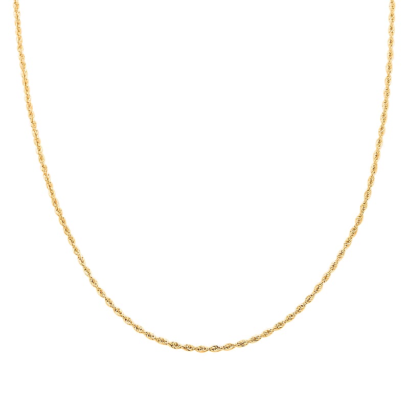 18K Yellow Gold 1.5mm Rope Chain Necklace 20 Inches 1.60 Grams