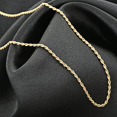 18K Yellow Gold 1.5mm Rope Chain Necklace 20 Inches 1.60 Grams