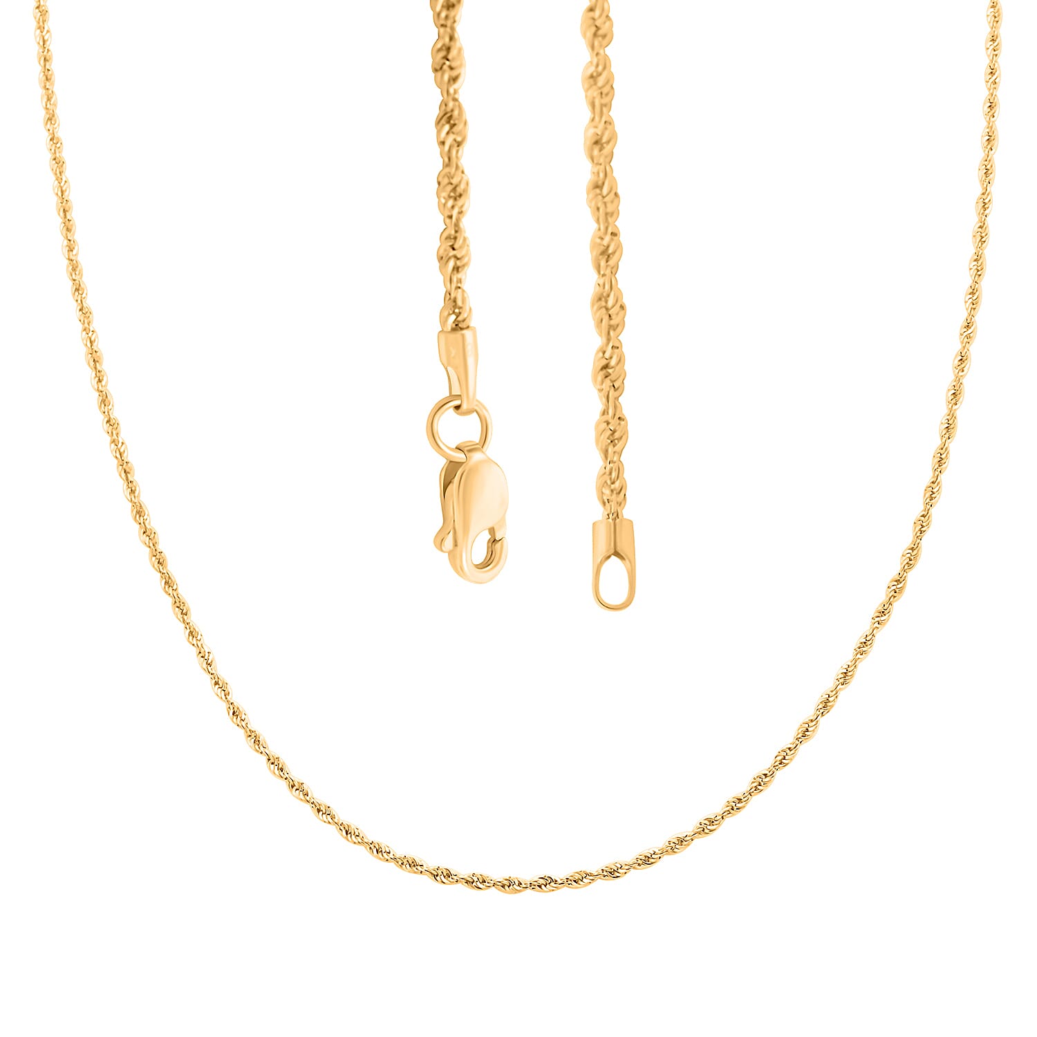 18K Yellow Gold 1.5mm Rope Chain Necklace 20 Inches 1.60 Grams