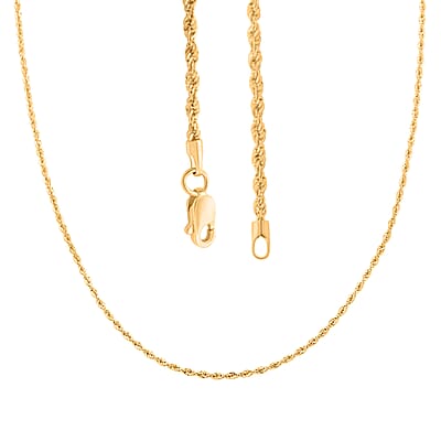 18K Yellow Gold 1.5mm Rope Chain Necklace 20 Inches 1.60 Grams