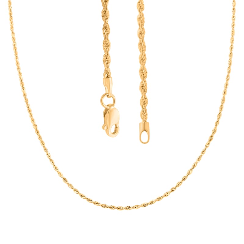 18K Yellow Gold 1.5mm Rope Chain Necklace 20 Inches 1.60 Grams