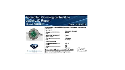 Certified & Appraised Rhapsody 950 Platinum AAAA Boyaca Colombian Emerald and E-F VS Diamond Double Halo Ring (Size 5.0) 5.30 Grams 1.20 ctw