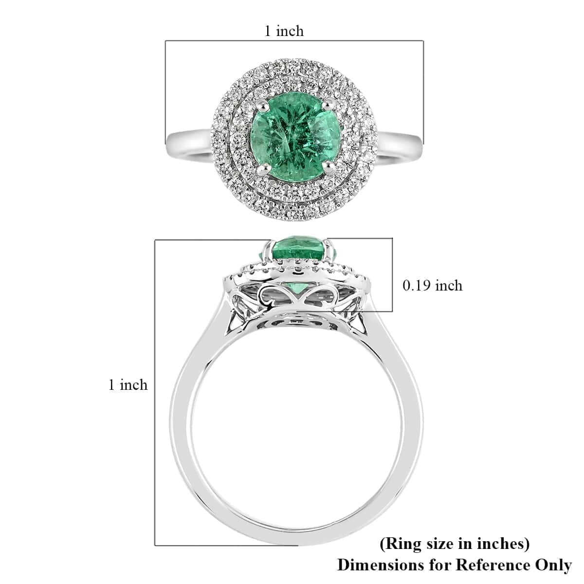 Certified & Appraised Rhapsody 950 Platinum AAAA Boyaca Colombian Emerald and E-F VS Diamond Double Halo Ring (Size 6.5) 5.30 Grams 1.20 ctw image number 5