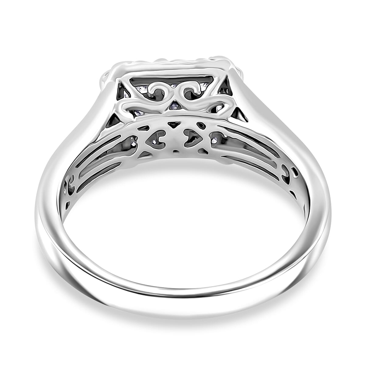 NY Closeout 10K White Gold I I2 Diamond Halo Split Ring (Size 8.5) 4.60 Grams 1.00 ctw image number 4