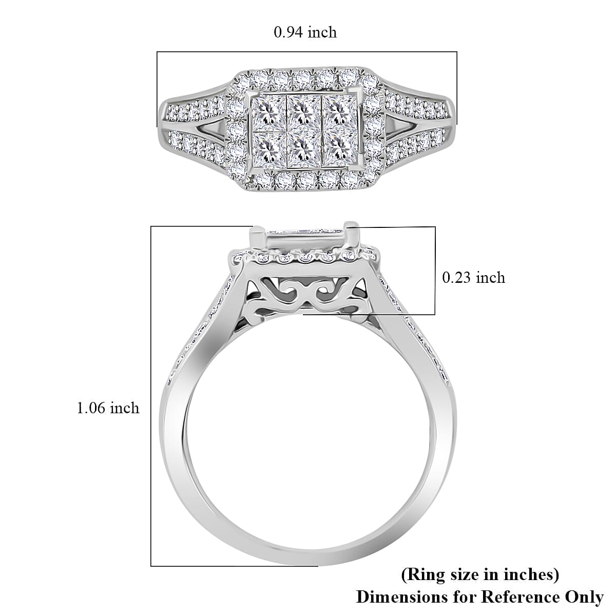 NY Closeout 10K White Gold I I2 Diamond Halo Split Ring (Size 8.5) 4.60 Grams 1.00 ctw image number 5