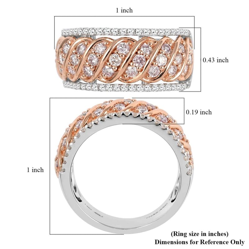 NY Closeout 14K Rose Gold I1 Natural Pink and White Diamond Ring (Size 11.5) 7.30 Grams 1.00 ctw