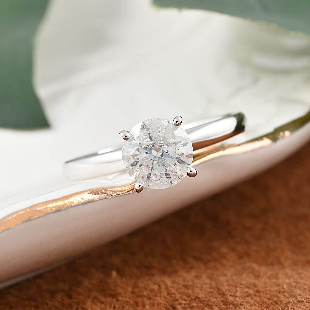 10K White Gold Diamond Solitaire Ring (Size 8.5) 1.25 ctw image number 1