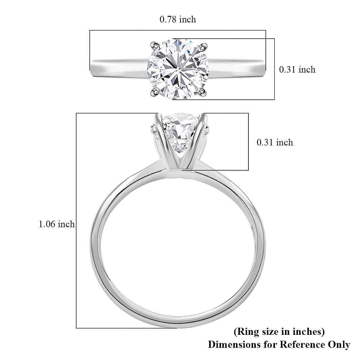 10K White Gold Diamond Solitaire Ring (Size 8.5) 1.25 ctw image number 4
