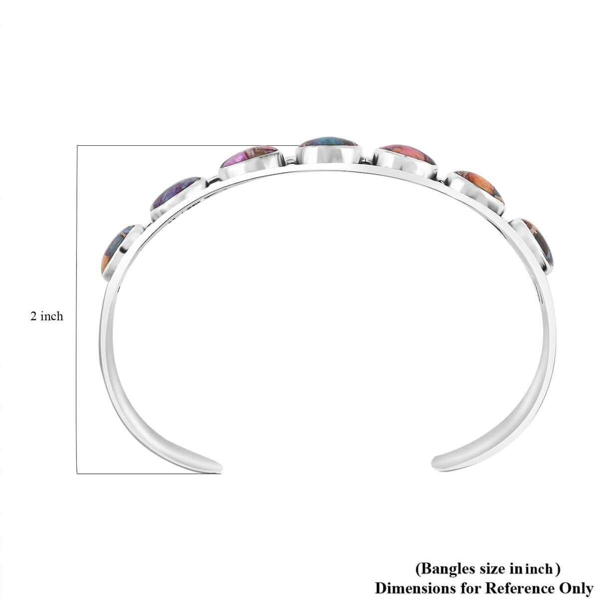 Santa Fe Style Multi Gemstones Cuff Bracelet in Sterling Silver (7.00 In) 15.00 ctw image number 4