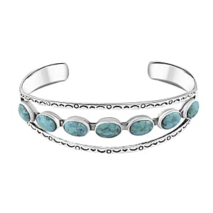 Santa Fe Style Turquoise Bracelet in Sterling Silver (7.00 In) 15.00 ctw