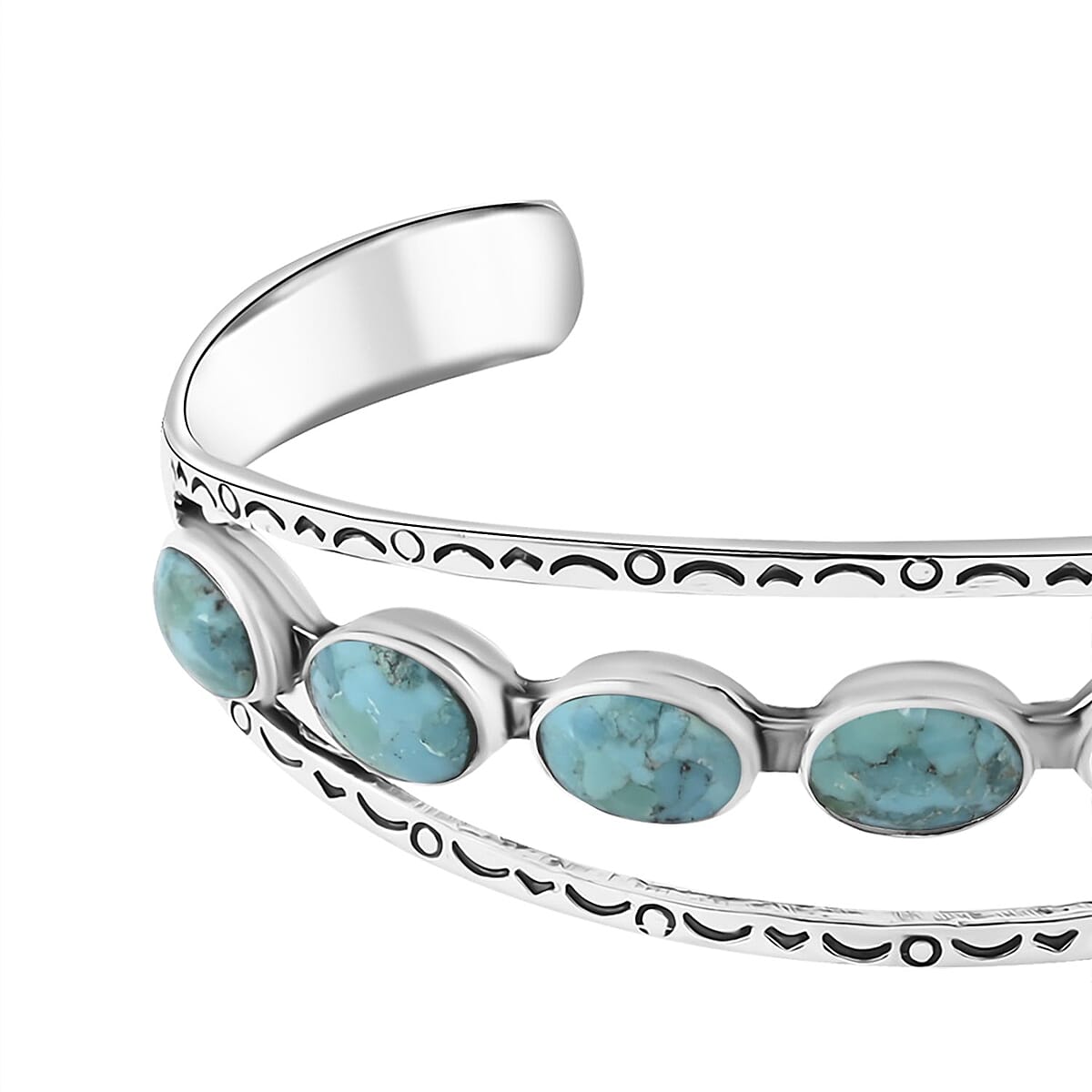 Santa Fe Style Turquoise Bracelet in Sterling Silver (7.00 In) 15.00 ctw image number 3