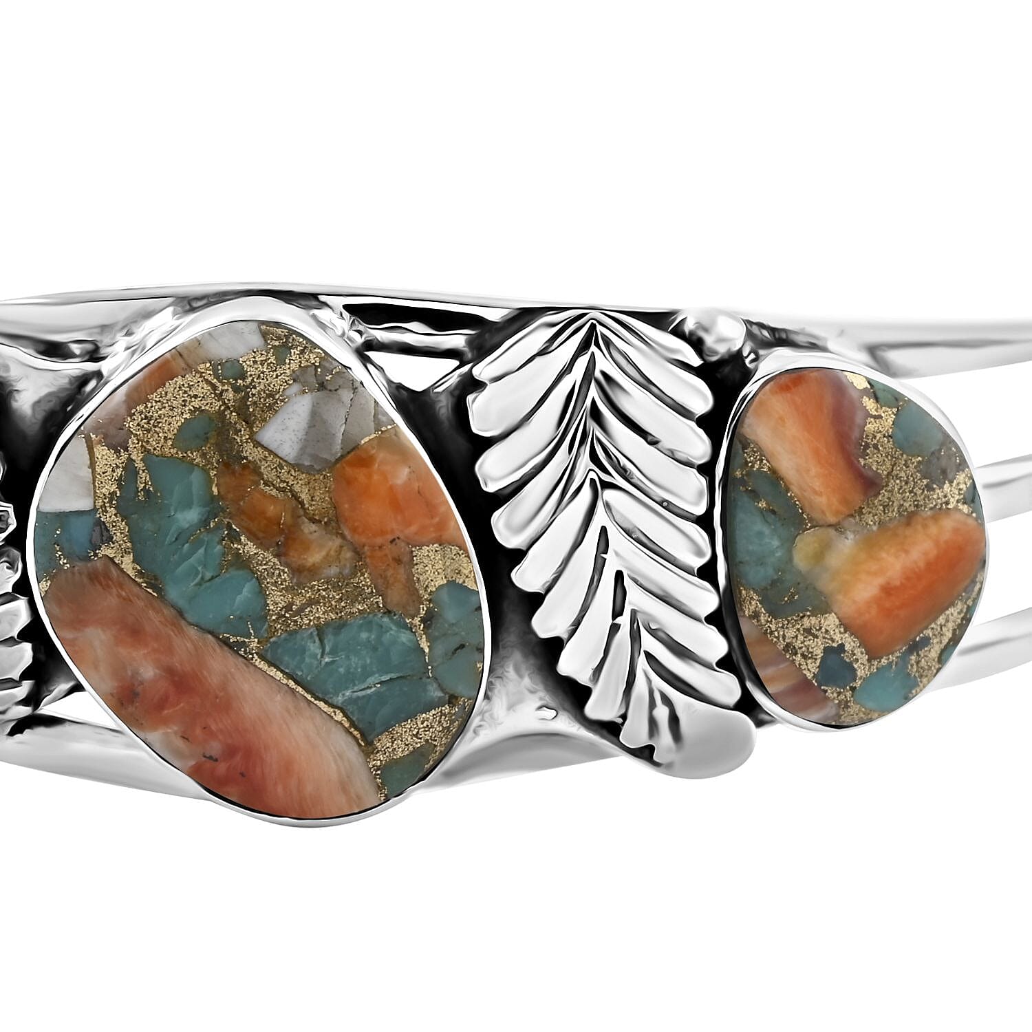 Santa Fe Style Spiny Turquoise Cuff Bracelet in Sterling Silver (7.00 In) 25.00 ctw