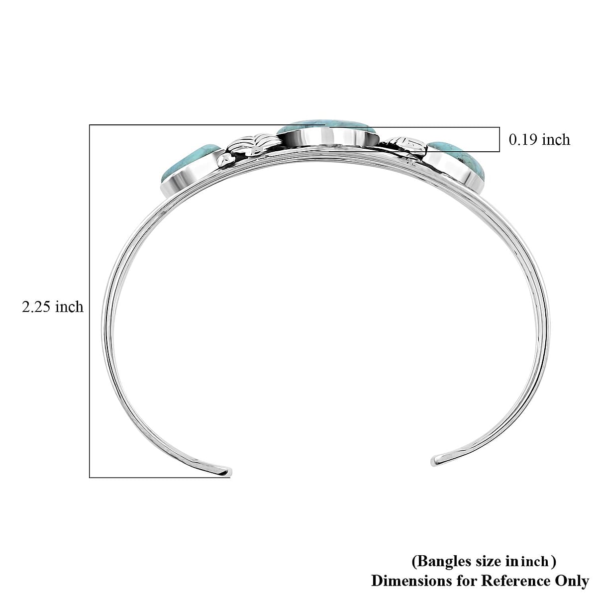 Santa Fe Style Kingman Turquoise Cuff Bracelet in Sterling Silver (7.00 In) 25.00 ctw image number 4