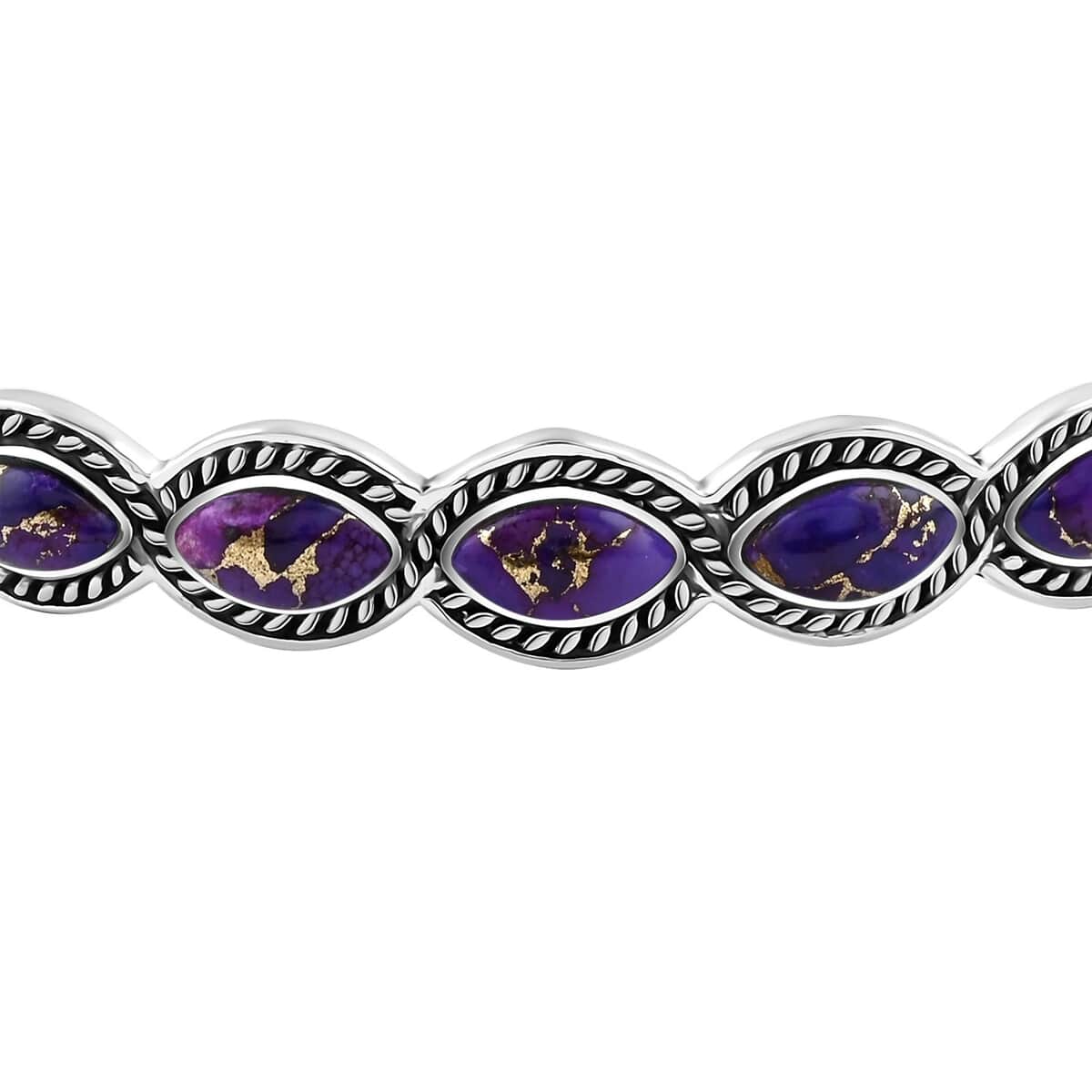 Santa Fe Style Mojave Purple Turquoise Cuff Bracelet in Sterling Silver (6.50 In) 14.00 ctw image number 2