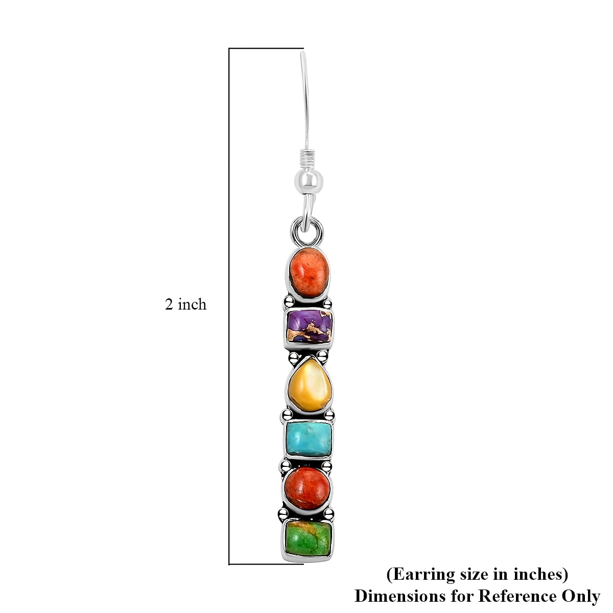 Santa Fe Style Multi Gemstone Earrings in Sterling Silver 6.00 ctw