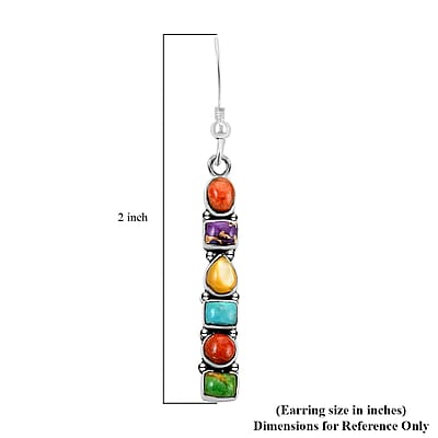Santa Fe Style Multi Gemstone Earrings in Sterling Silver 6.00 ctw