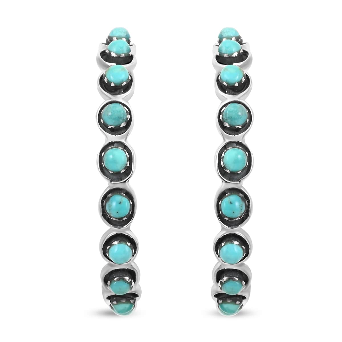 Santa Fe Style Turquoise Earrings in Sterling Silver 7.00 ctw image number 0