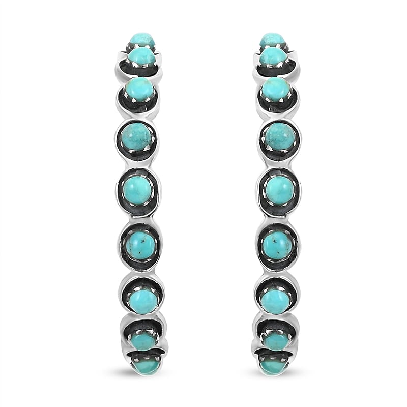 Santa Fe Style Turquoise Earrings in Sterling Silver 7.00 ctw
