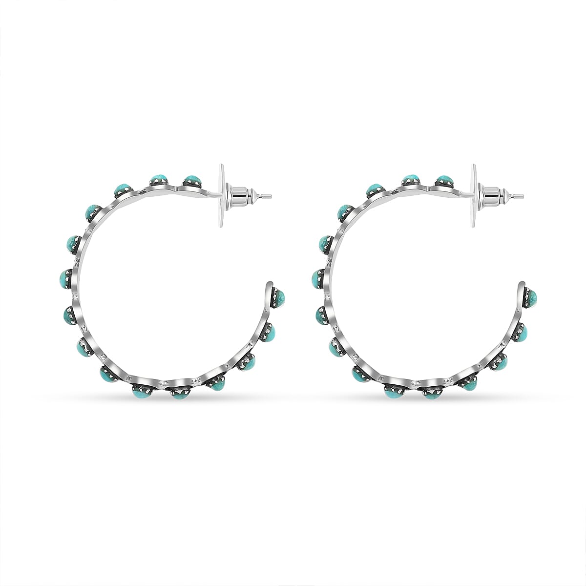 Santa Fe Style Turquoise Earrings in Sterling Silver 7.00 ctw