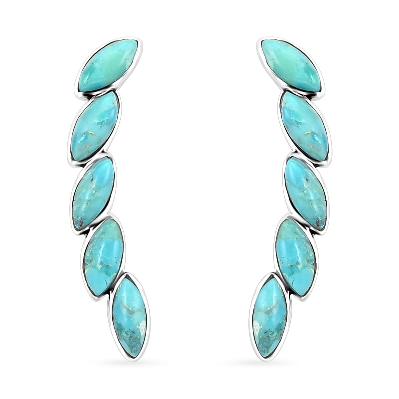 Santa Fe Style Turquoise Earrings in Sterling Silver 7.00 ctw