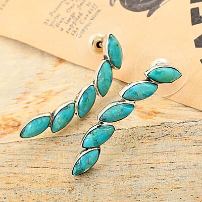 Santa Fe Style Turquoise Earrings in Sterling Silver 7.00 ctw