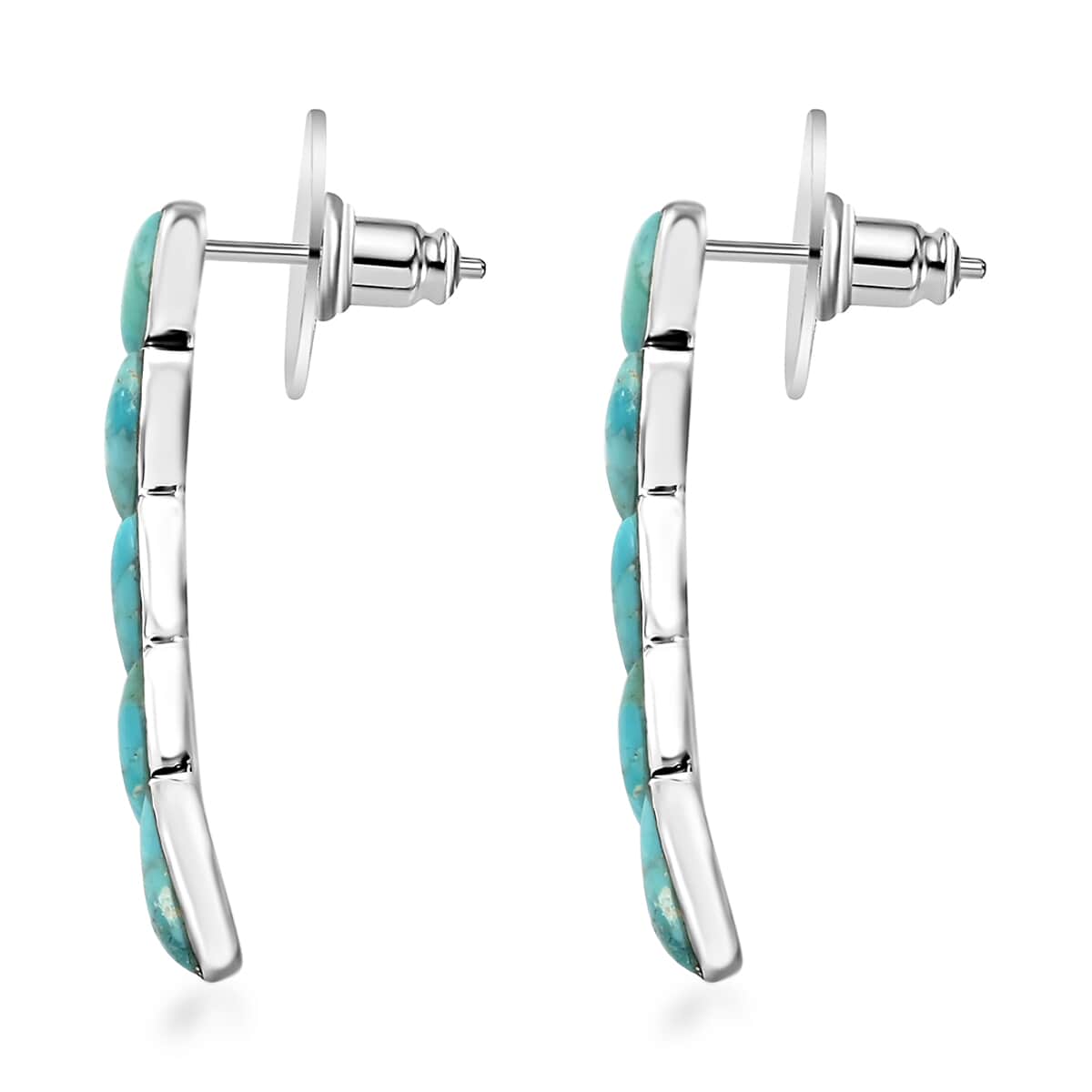 Santa Fe Style Turquoise Earrings in Sterling Silver 7.00 ctw image number 3