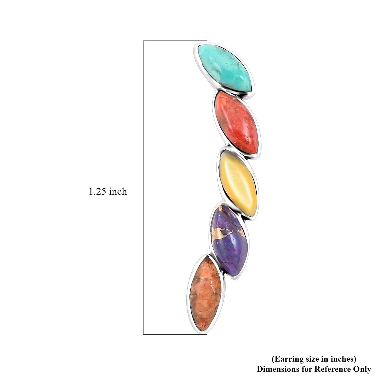 Santa Fe Style Multi Gemstone Earrings in Sterling Silver 7.00 ctw image number 4