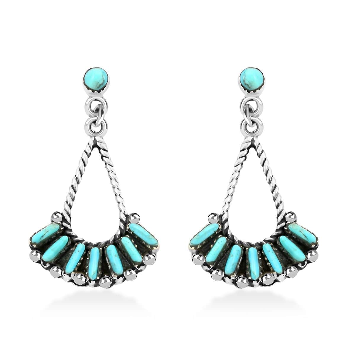 Santa Fe Style Turquoise Earrings in Sterling Silver 5.60 ctw image number 0
