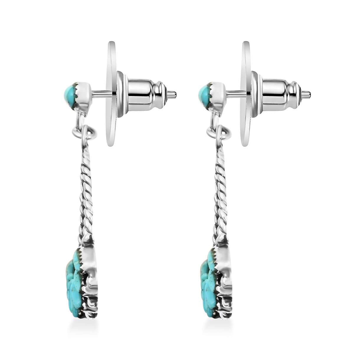 Santa Fe Style Turquoise Earrings in Sterling Silver 5.60 ctw image number 3
