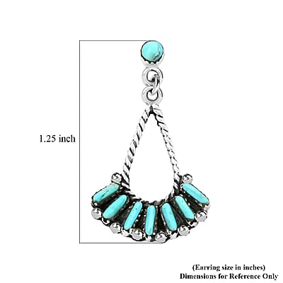 Santa Fe Style Turquoise Earrings in Sterling Silver 5.60 ctw