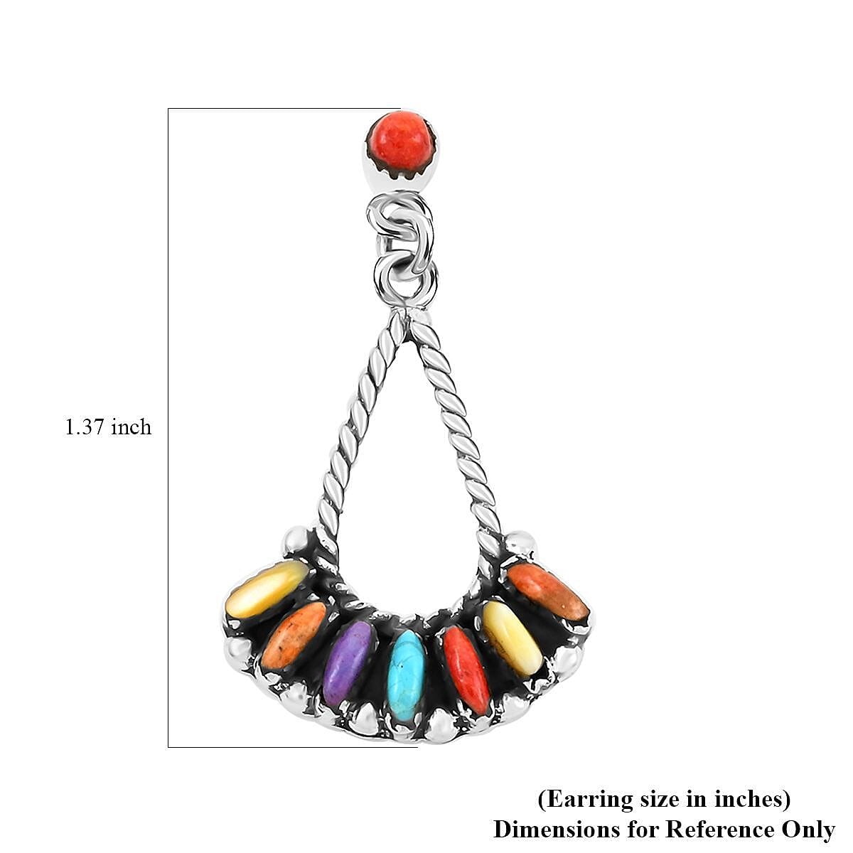 Santa Fe Style Multi Gemstone Earrings in Sterling Silver 5.60 ctw image number 4