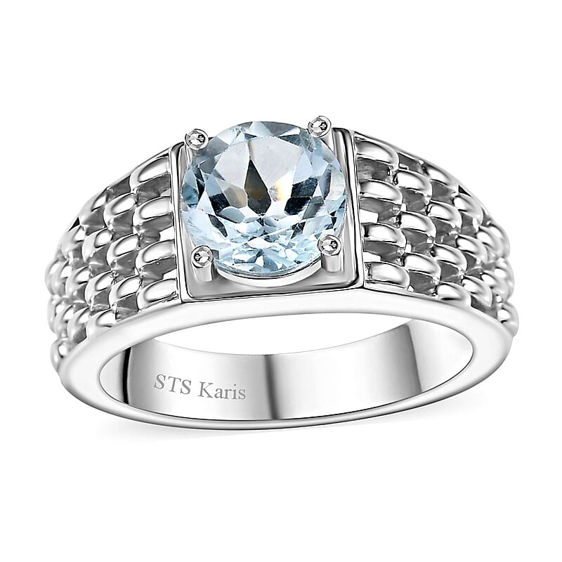Karis Sky Blue Topaz 2.25 ctw Solitaire Ring in Platinum Bond (Size 10.0)