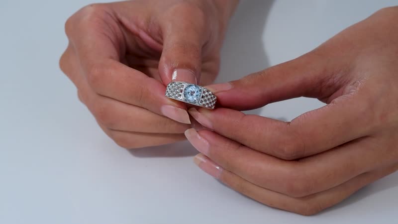 Karis Sky Blue Topaz 2.25 ctw Solitaire Ring in Platinum Bond (Size 10.0)
