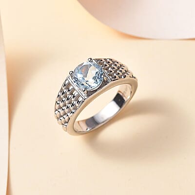 Karis Sky Blue Topaz 2.25 ctw Solitaire Ring in Platinum Bond (Size 10.0)