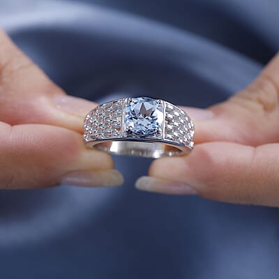 Karis Sky Blue Topaz 2.25 ctw Solitaire Ring in Platinum Bond (Size 10.0)