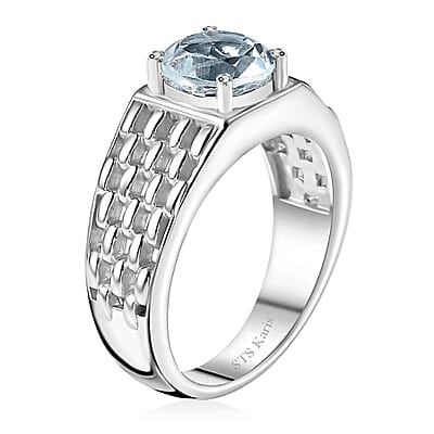 Karis Sky Blue Topaz 2.25 ctw Solitaire Ring in Platinum Bond (Size 10.0)