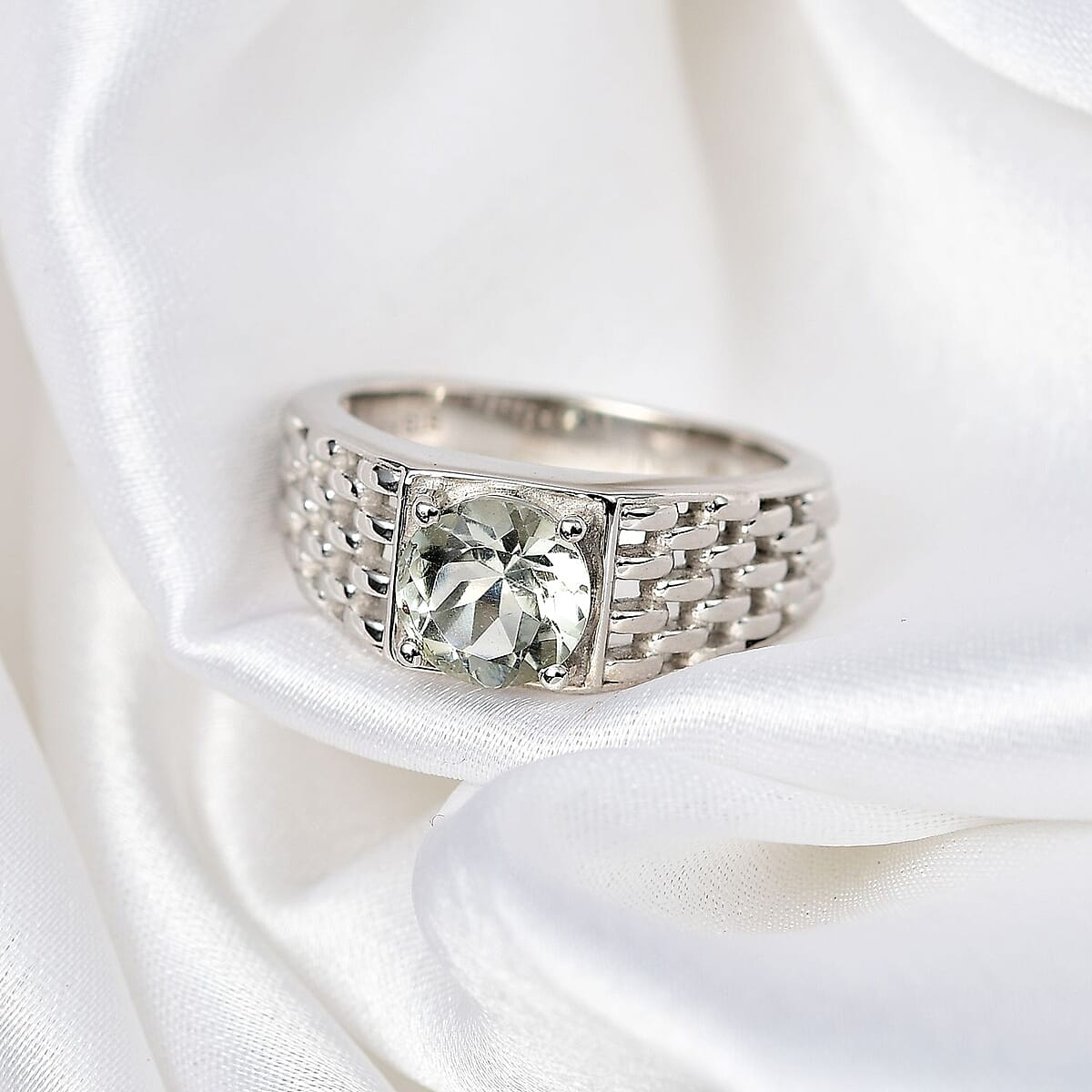 Karis Montezuma Prasiolite 1.75 ctw Solitaire Ring in Platinum Bond (Size 9.0) image number 1