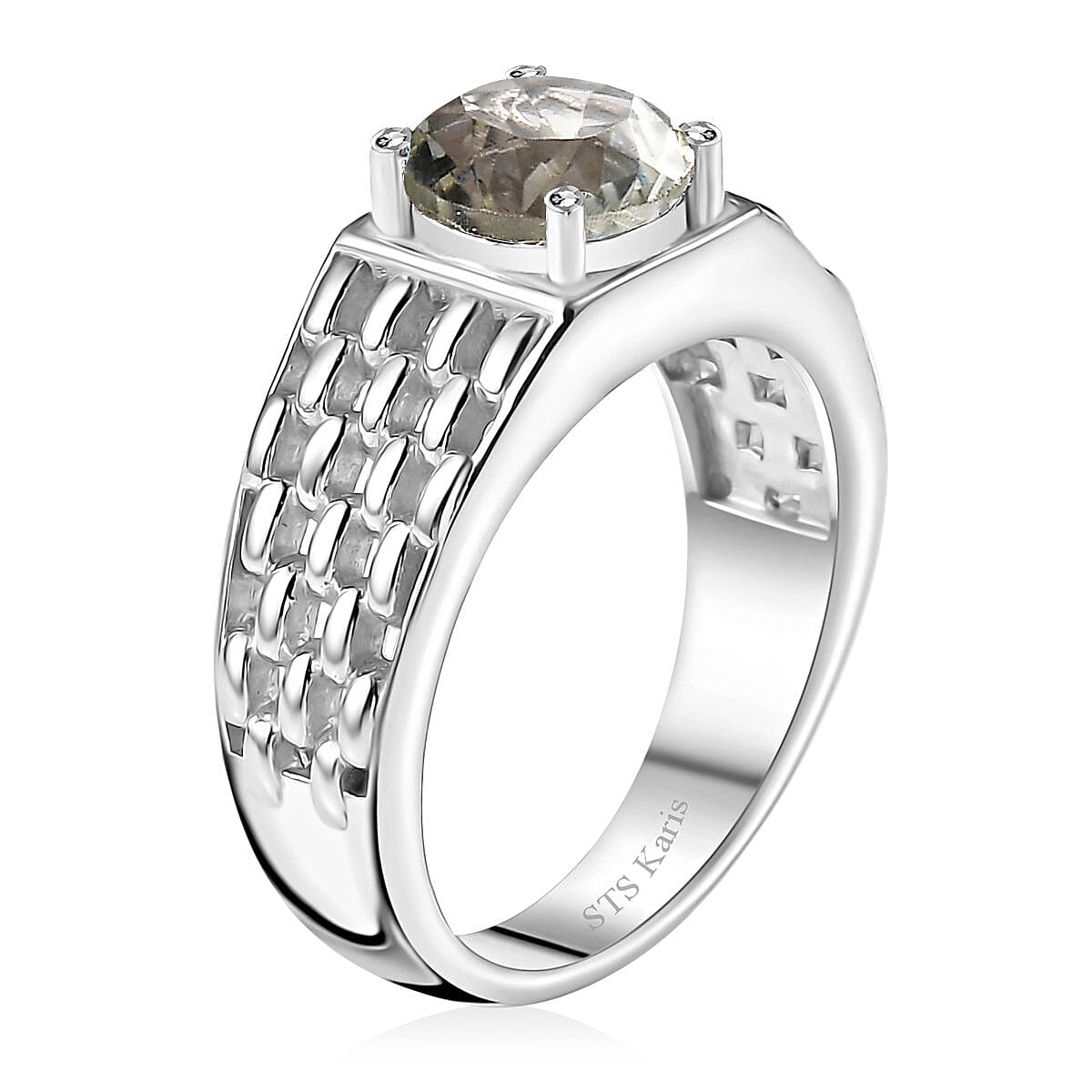 Karis Montezuma Prasiolite 1.75 ctw Solitaire Ring in Platinum Bond (Size 9.0) image number 3