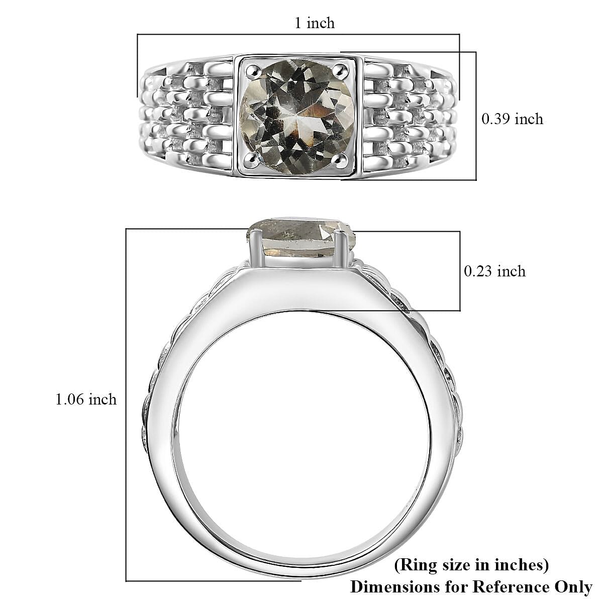 Karis Montezuma Prasiolite 1.75 ctw Solitaire Ring in Platinum Bond (Size 9.0) image number 5