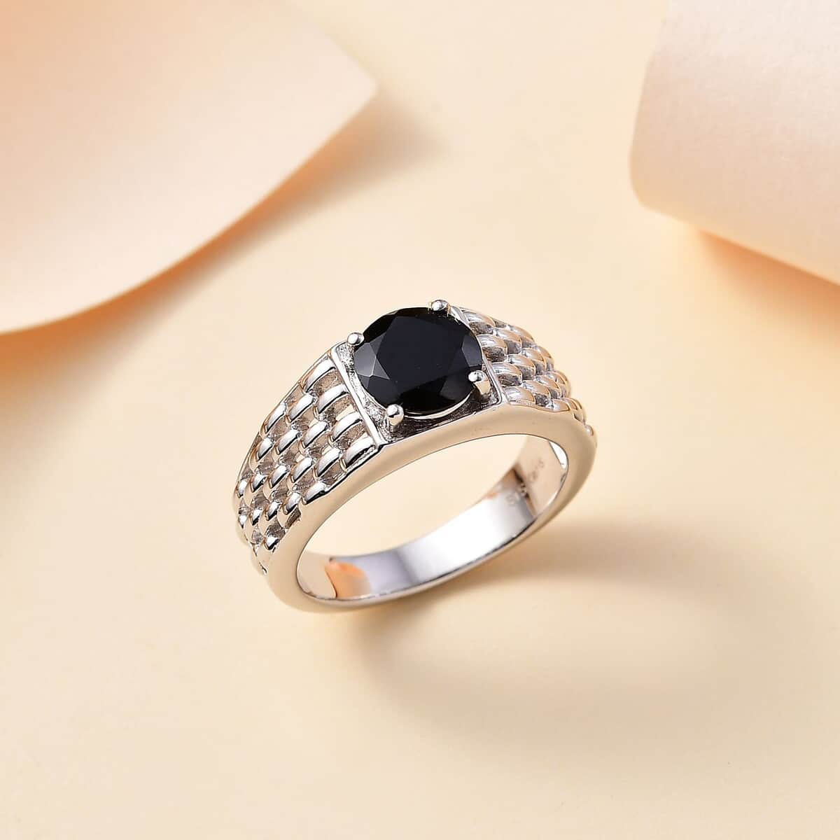 Karis Thai Black Spinel 2.35 ctw Solitaire Ring in Platinum Bond (Size 10.0) image number 0