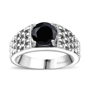 Karis Thai Black Spinel 2.35 ctw Solitaire Ring in Platinum Bond (Size 9.0)