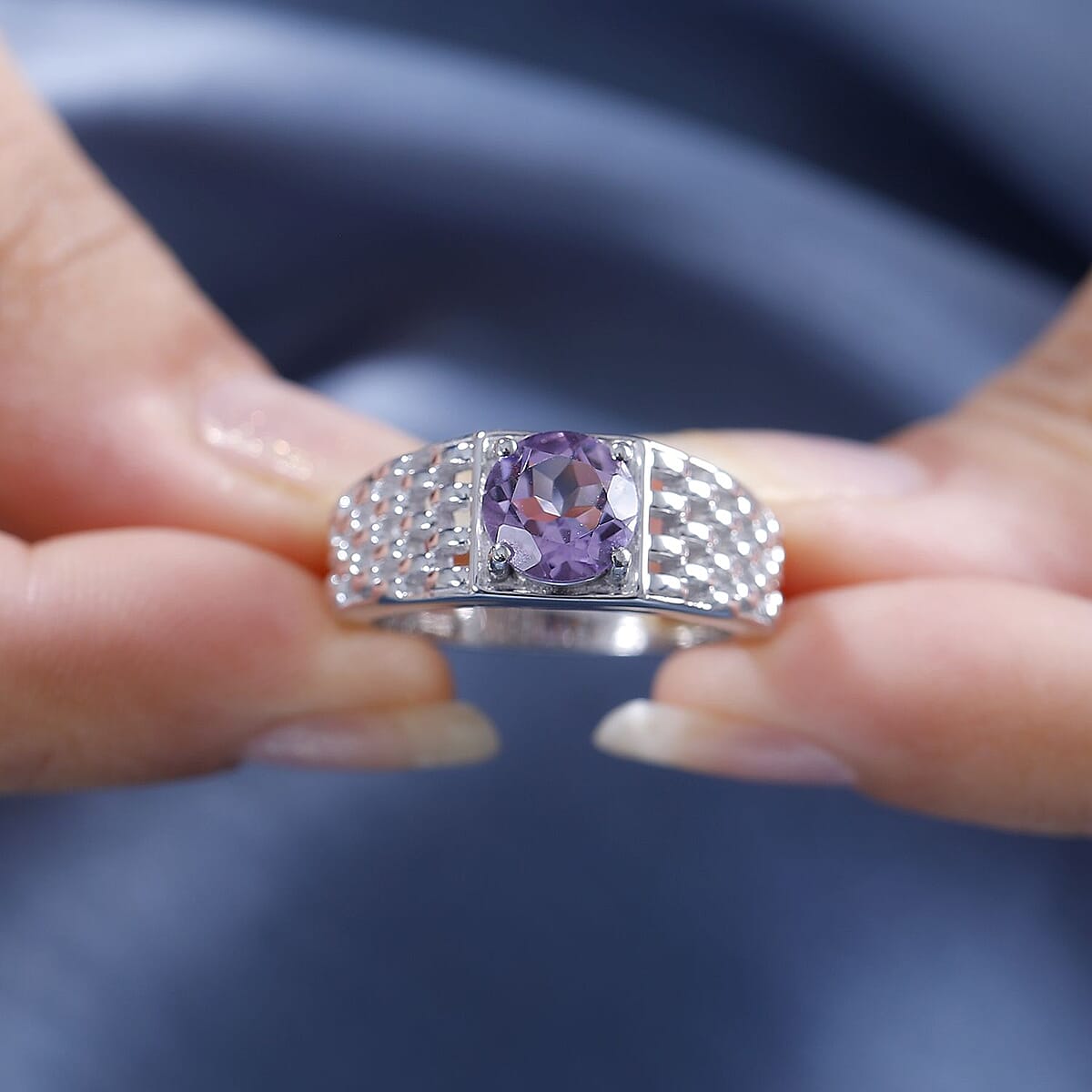 Karis Rose De France Amethyst 1.75 ctw Solitaire Ring in Platinum Bond (Size 9.0) image number 1